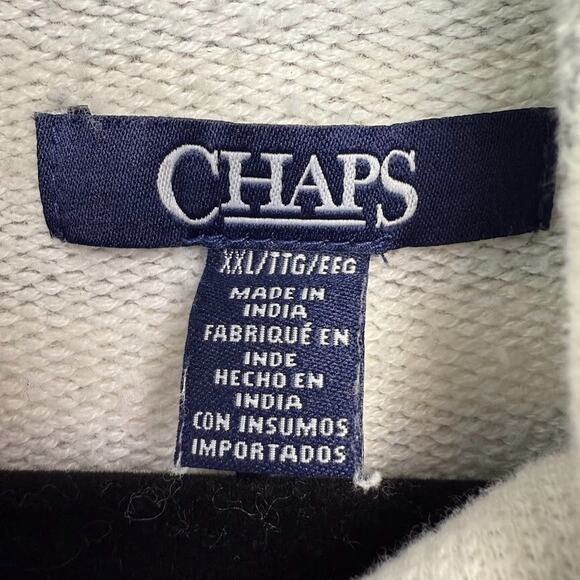 Chaps Cowl Neck Womens XXL White Gray Striped Terry Coastal Pullover Long Sleeve - Picture 3 of 7